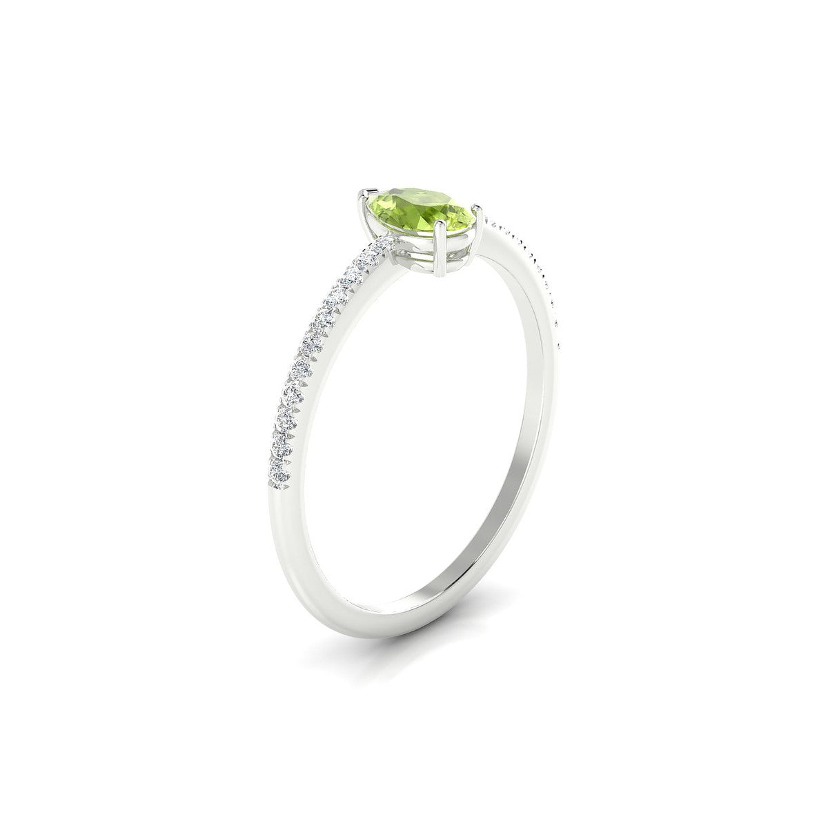 Timeless | 18k White Gold 6 x 4 mm Pear Peridot Ring