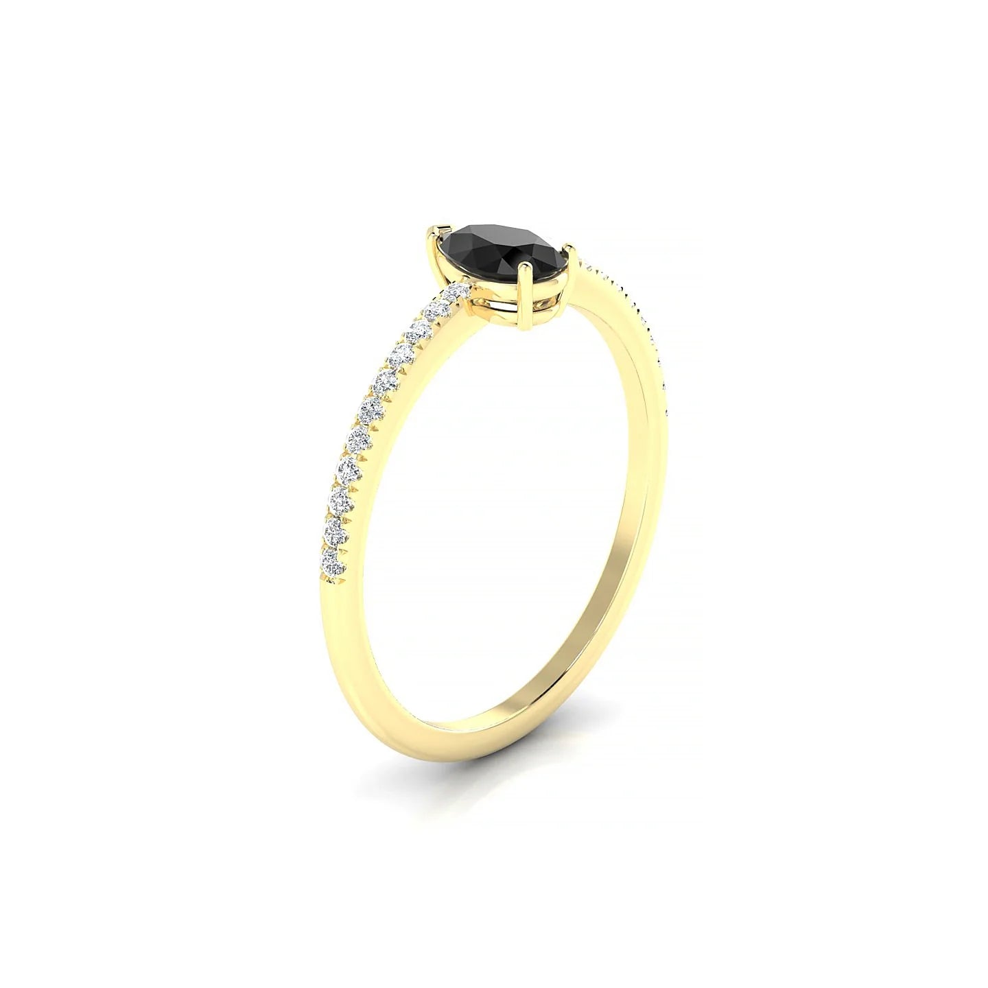 Timeless | 18k Yellow Gold 6 x 4 mm Pear Black Diamond Ring