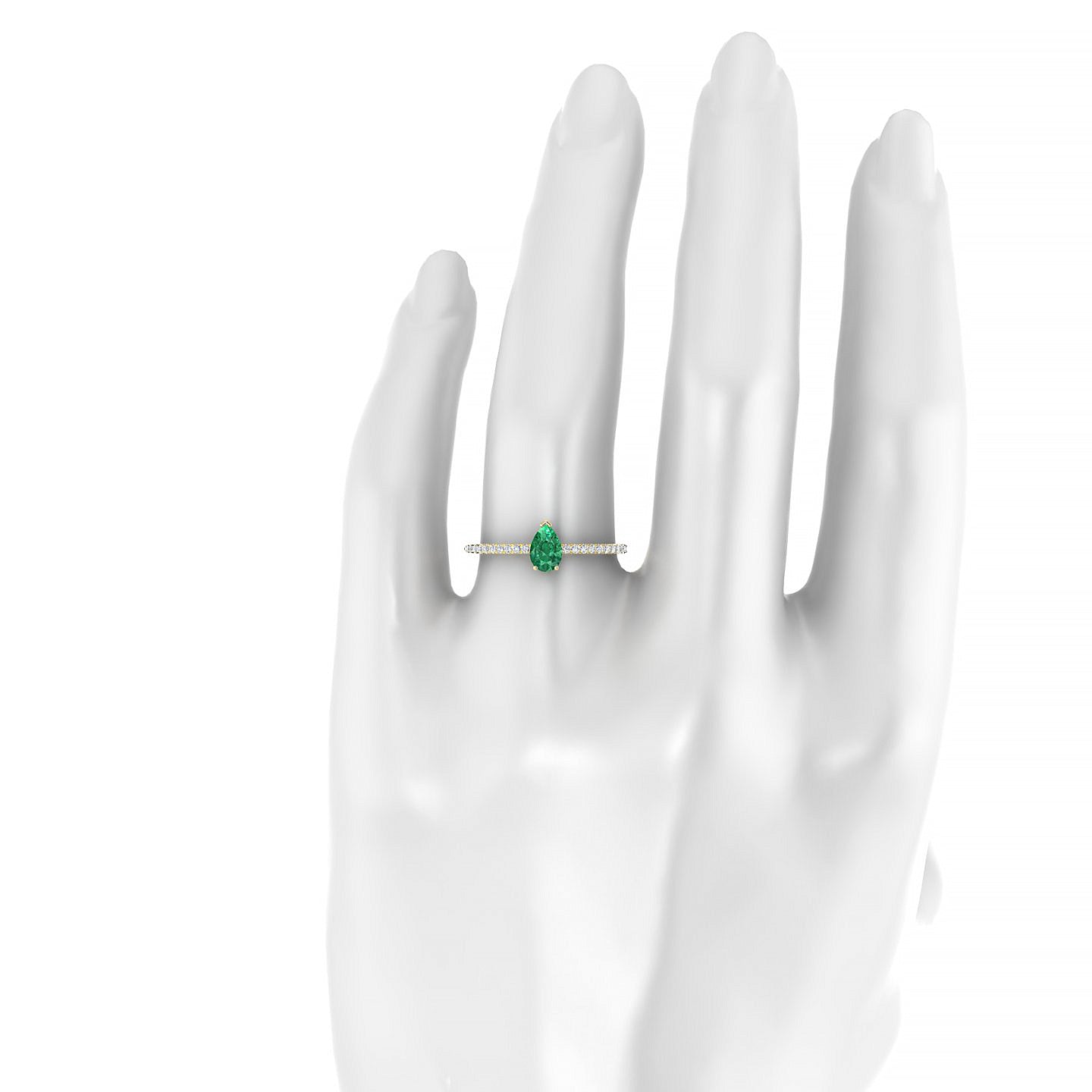 Timeless | 18k Yellow Gold 6 x 4 mm Pear Emerald Ring