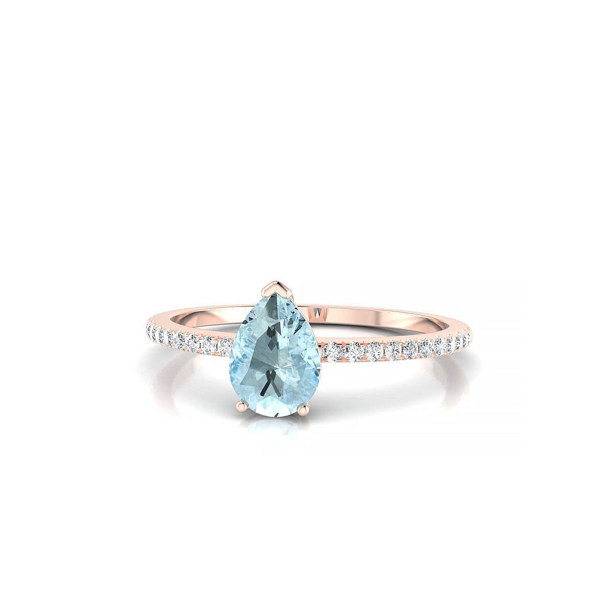 Timeless | 18k Rose Gold 7 x 5 mm Pear Aquamarine Ring