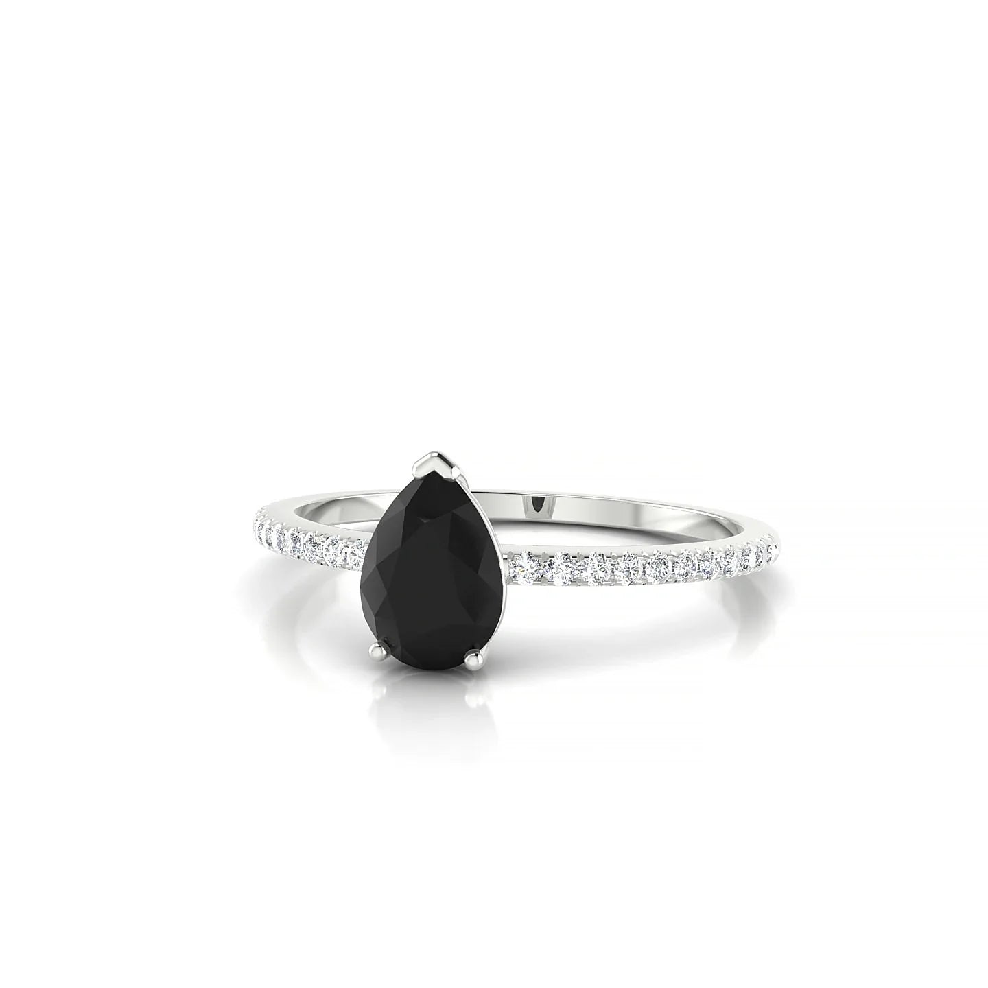 Timeless | 18k White Gold 7 x 5 mm Pear Black Diamond Ring