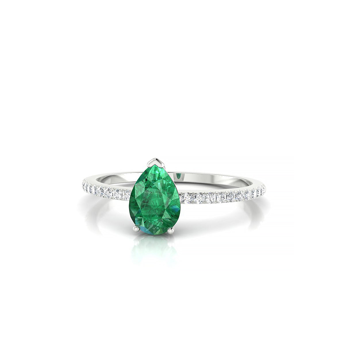 Timeless | 18k White Gold 7 x 5 mm Pear Emerald Ring