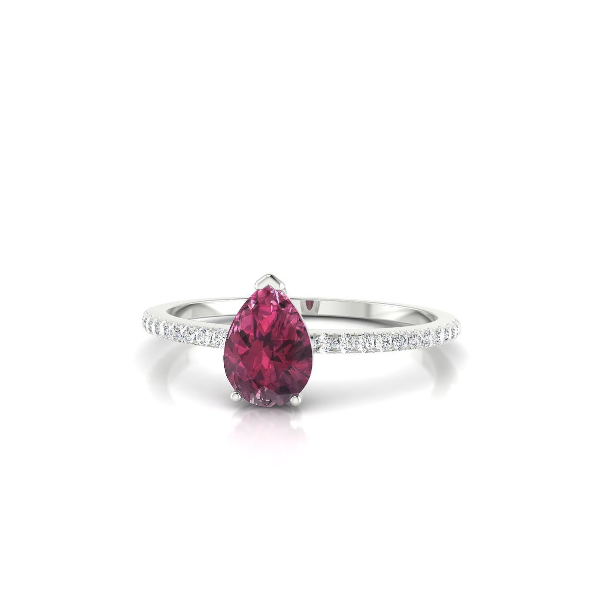 Timeless | 18k White Gold 7 x 5 mm Pear Rhodolite Ring