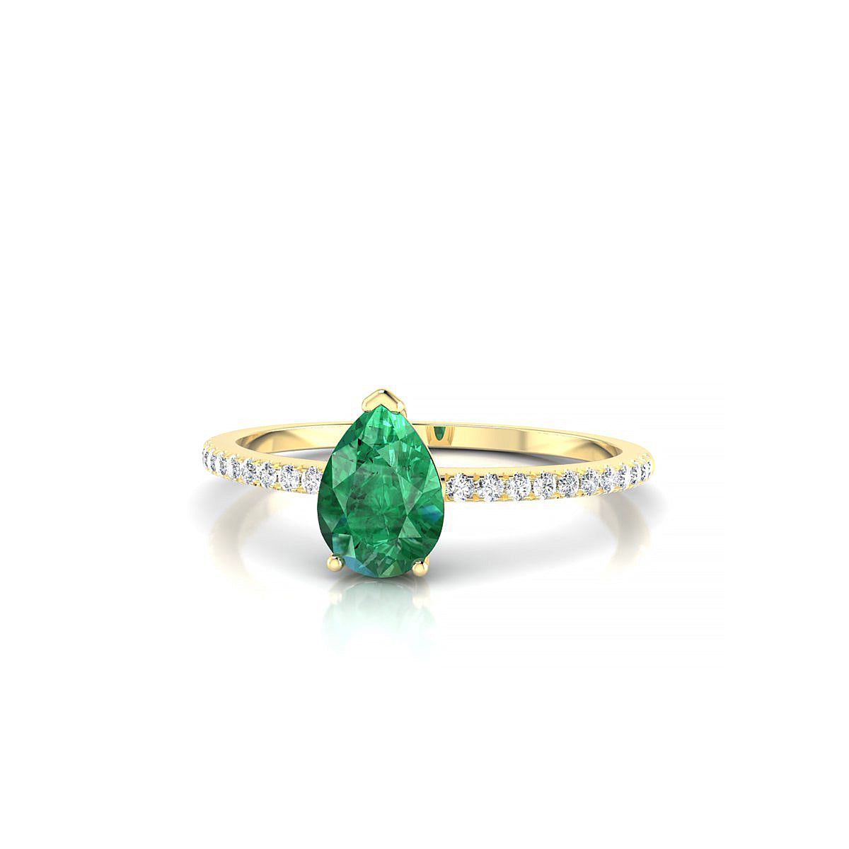 Timeless | 18k Yellow Gold 7 x 5 mm Pear Emerald Ring