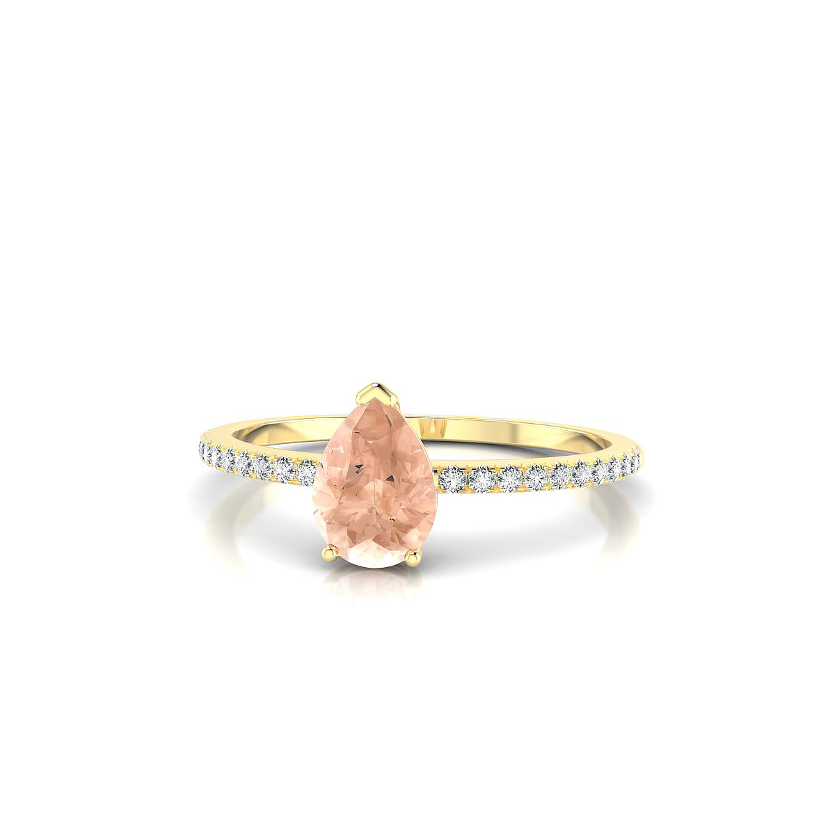 Timeless | 18k Yellow Gold 7 x 5 mm Pear Morganite Ring