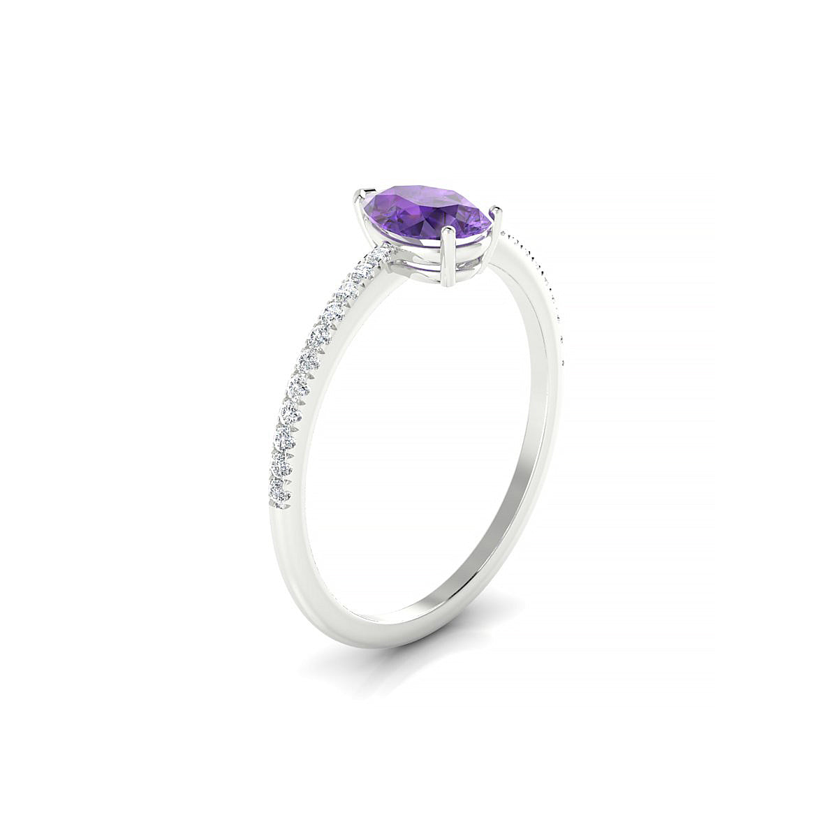 Timeless | 18k White Gold 7 x 5 mm Pear Amethyst Ring