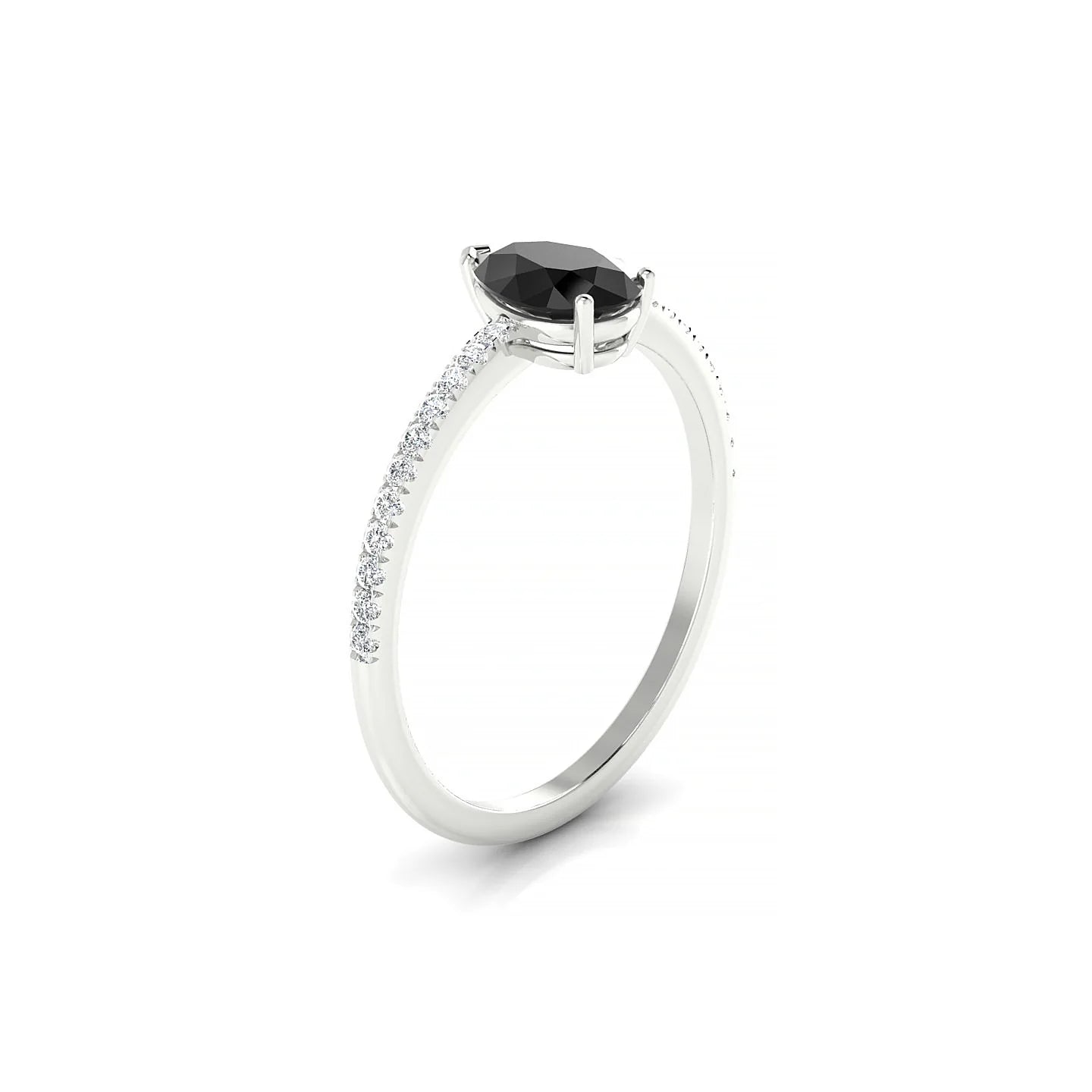 Timeless | 18k White Gold 7 x 5 mm Pear Black Diamond Ring