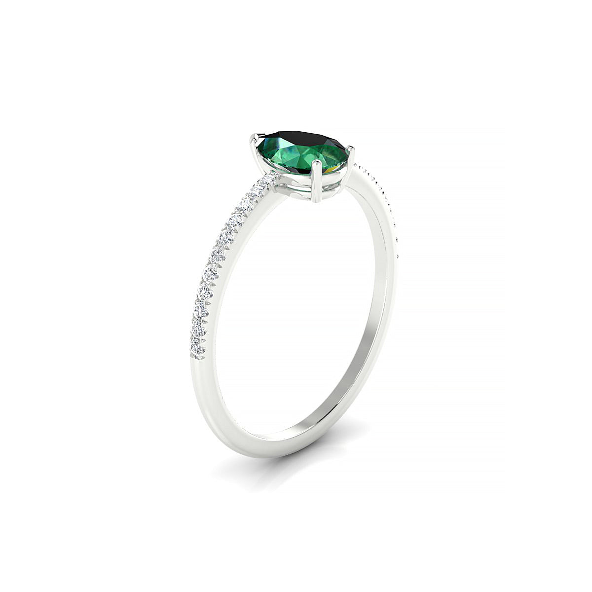 Timeless | 18k White Gold 7 x 5 mm Pear Emerald Ring