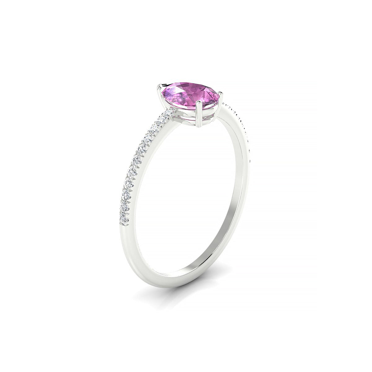 Timeless | 18k White Gold 7 x 5 mm Pear Pink Sapphire Ring