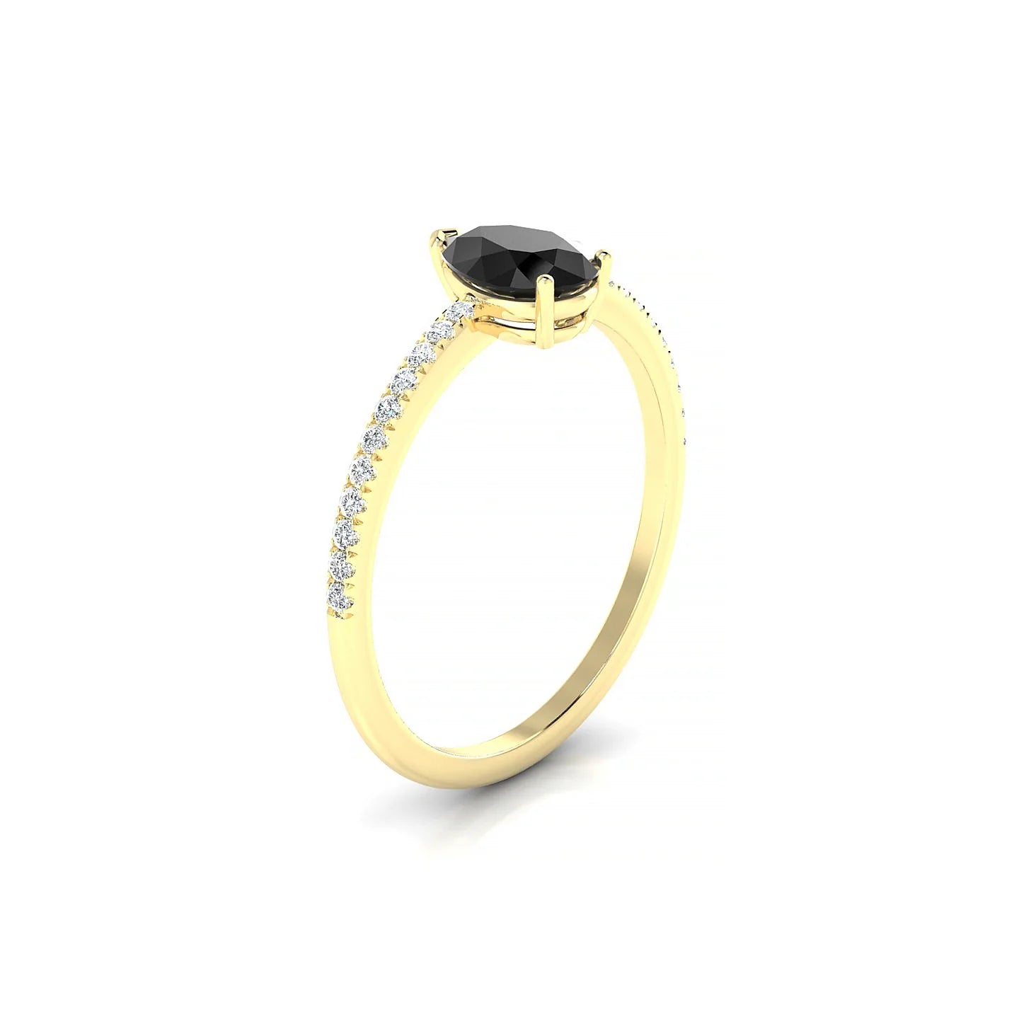 Timeless | 18k Yellow Gold 7 x 5 mm Pear Black Diamond Ring