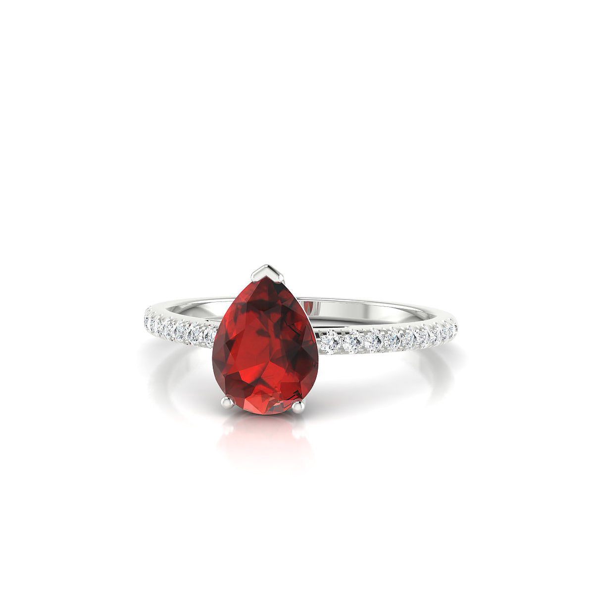 Timeless | 18k White Gold 8 x 6 mm Pear Garnet Ring