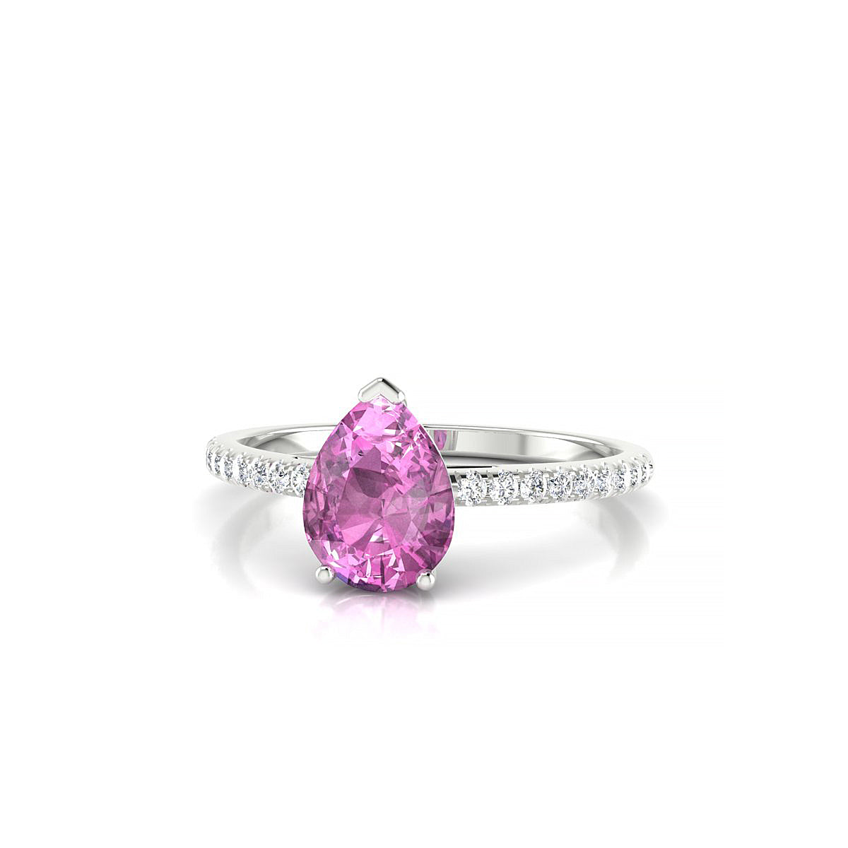 Timeless | 18k White Gold 8 x 6 mm Pear Pink Sapphire Ring
