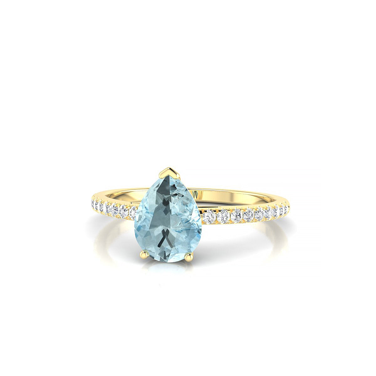 Timeless | 18k Yellow Gold 8 x 6 mm Pear Aquamarine Ring