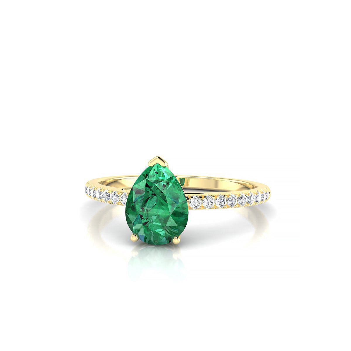Timeless | 18k Yellow Gold 8 x 6 mm Pear Emerald Ring