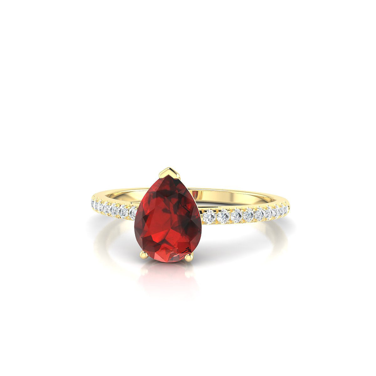 Timeless | 18k Yellow Gold 8 x 6 mm Pear Garnet Ring