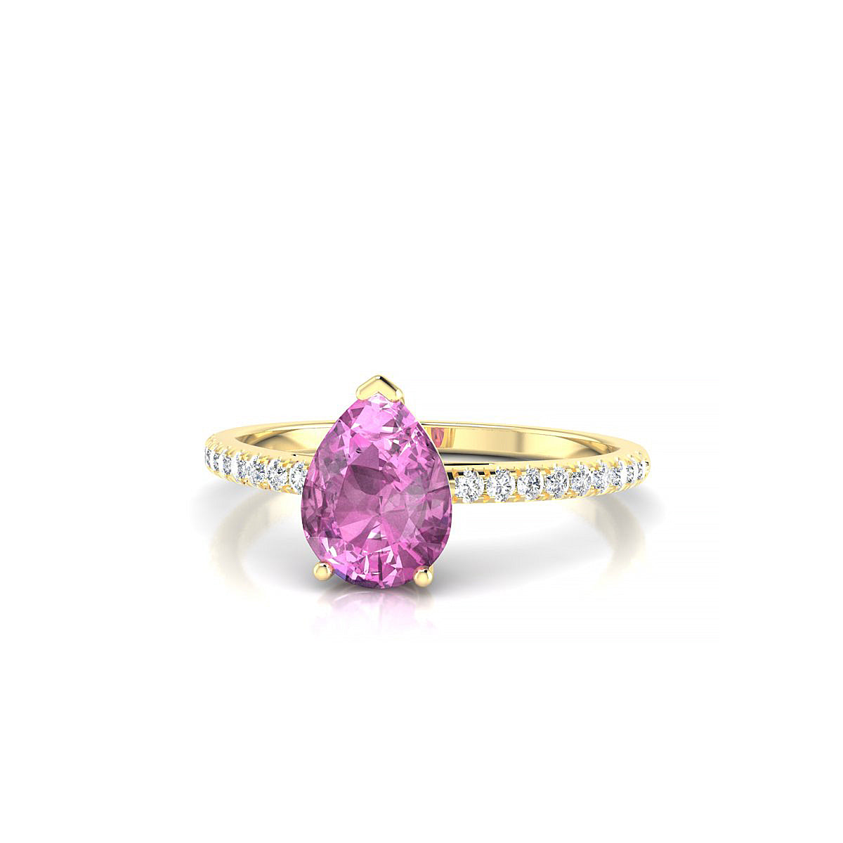 Timeless | 18k Yellow Gold 8 x 6 mm Pear Pink Sapphire Ring