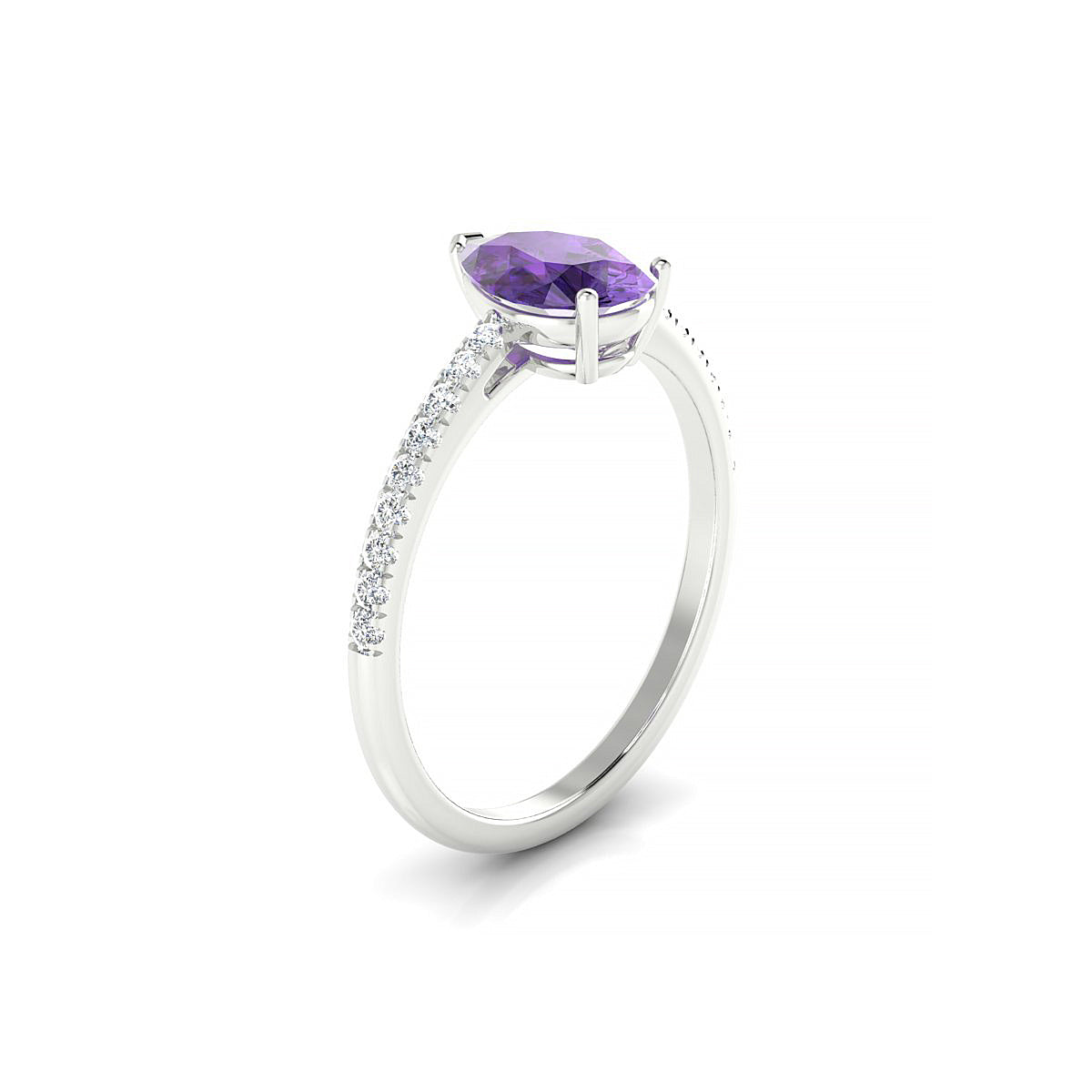 Timeless | 18k White Gold 8 x 6 mm Pear Amethyst Ring