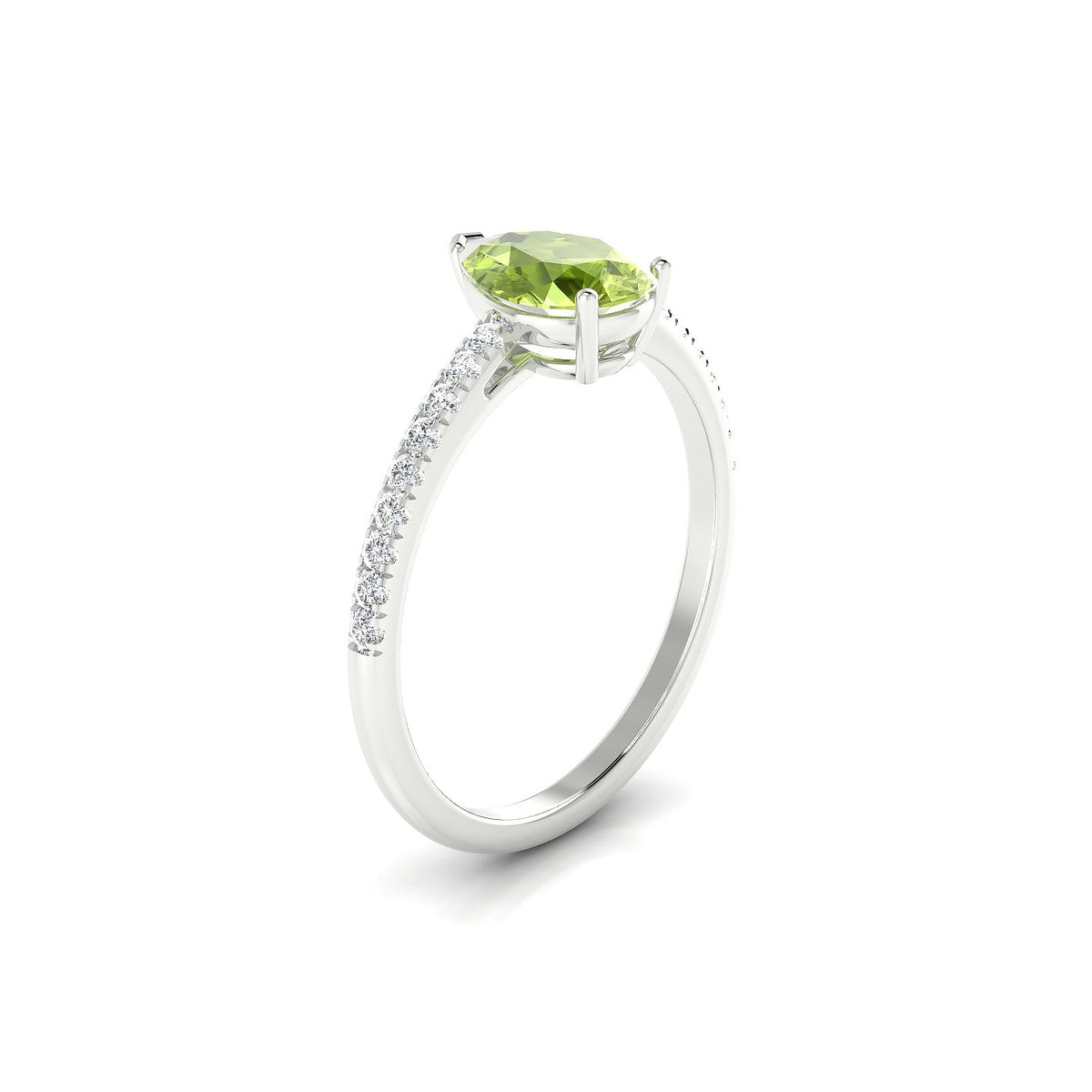 Timeless | 18k White Gold 8 x 6 mm Pear Peridot Ring