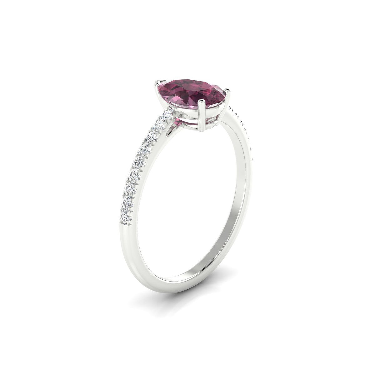 Timeless | 18k White Gold 8 x 6 mm Pear Rhodolite Ring