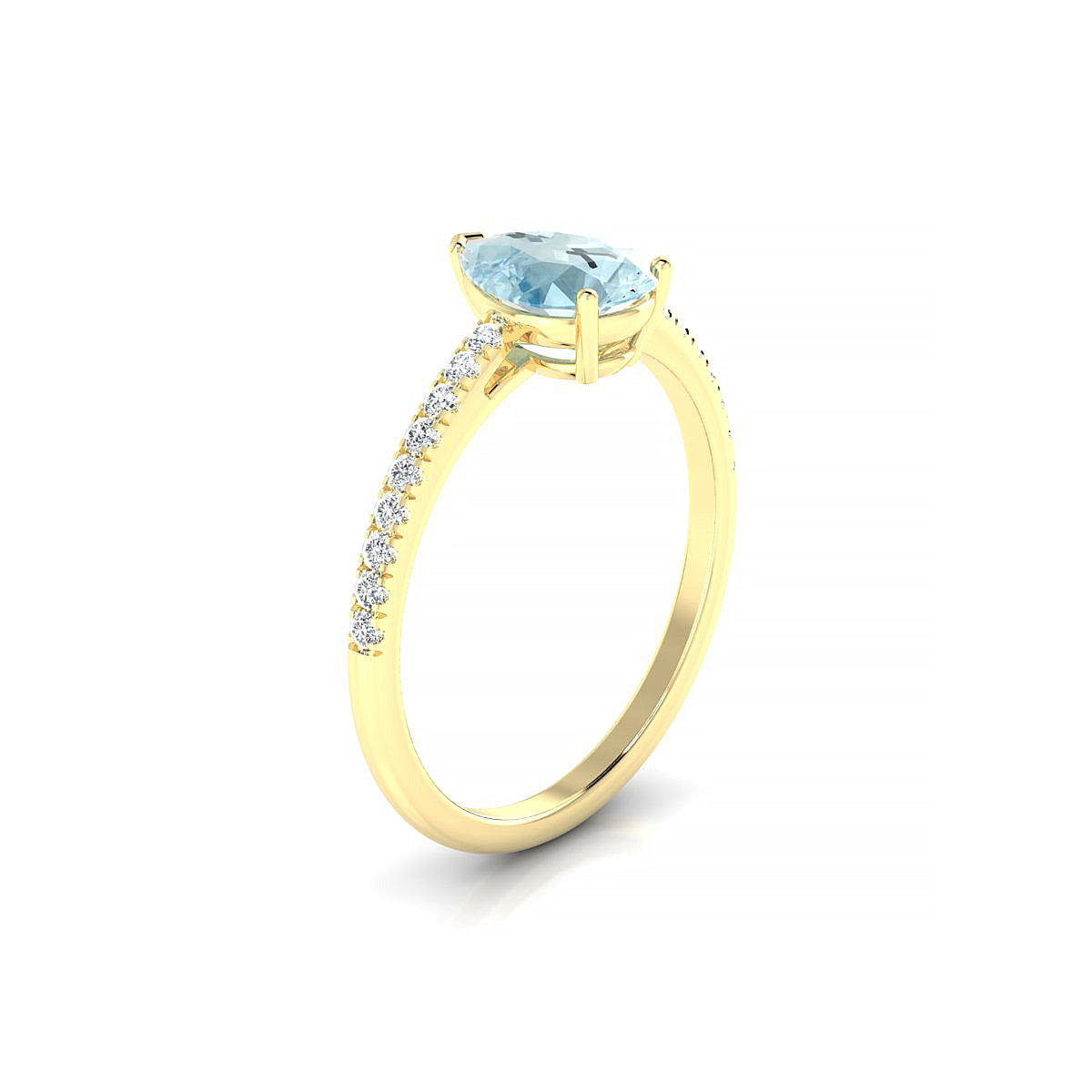 Timeless | 18k Yellow Gold 8 x 6 mm Pear Aquamarine Ring