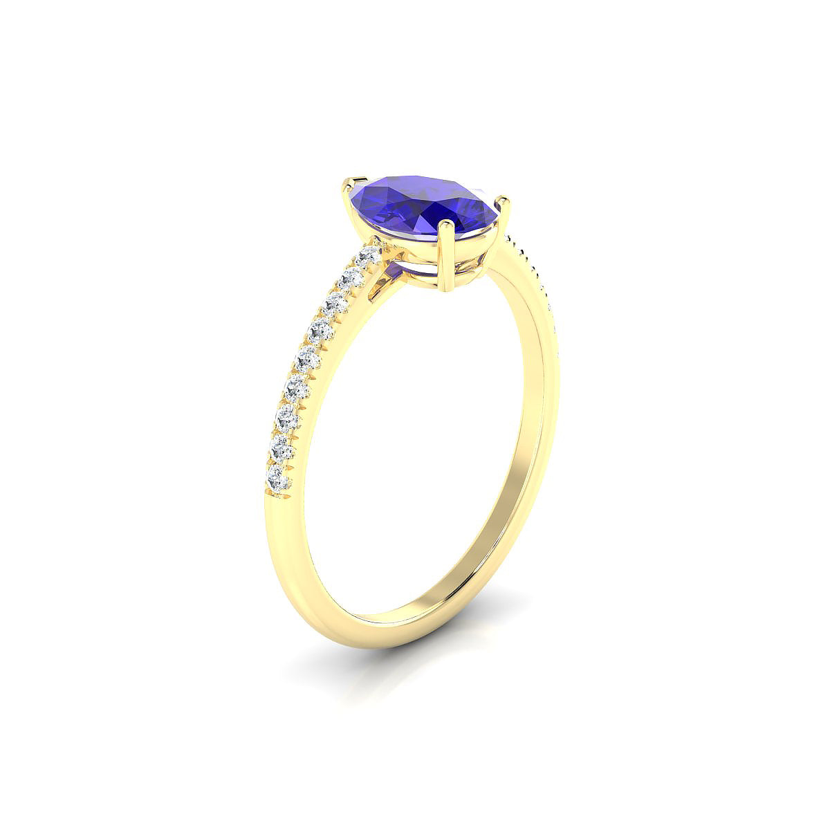 Timeless | 18k Yellow Gold 8 x 6 mm Pear Tanzanite Ring