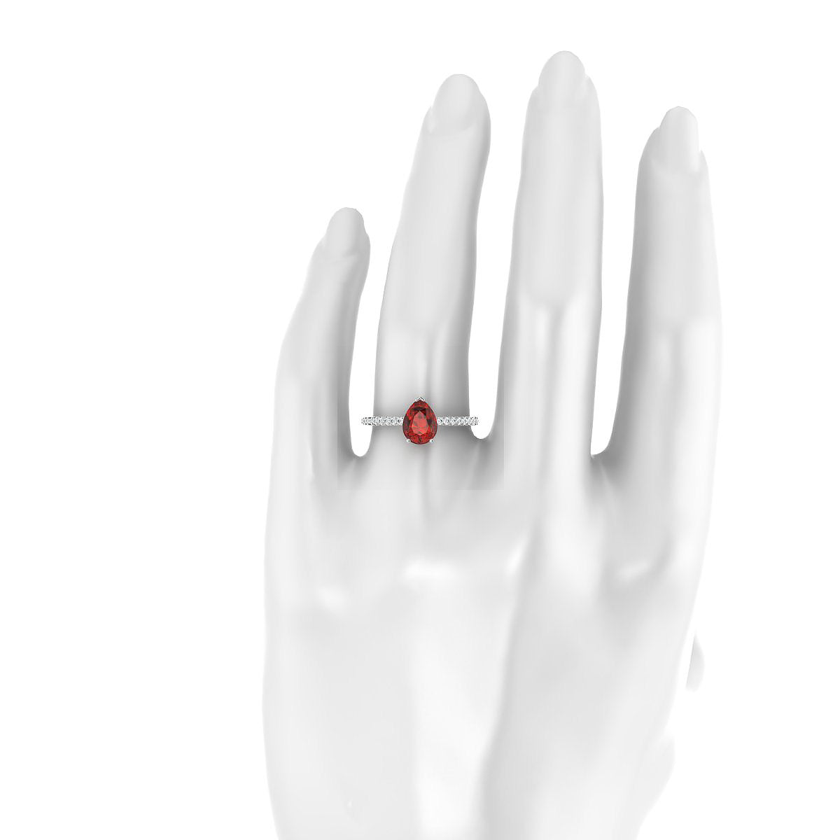 Timeless | 18k White Gold 8 x 6 mm Pear Garnet Ring
