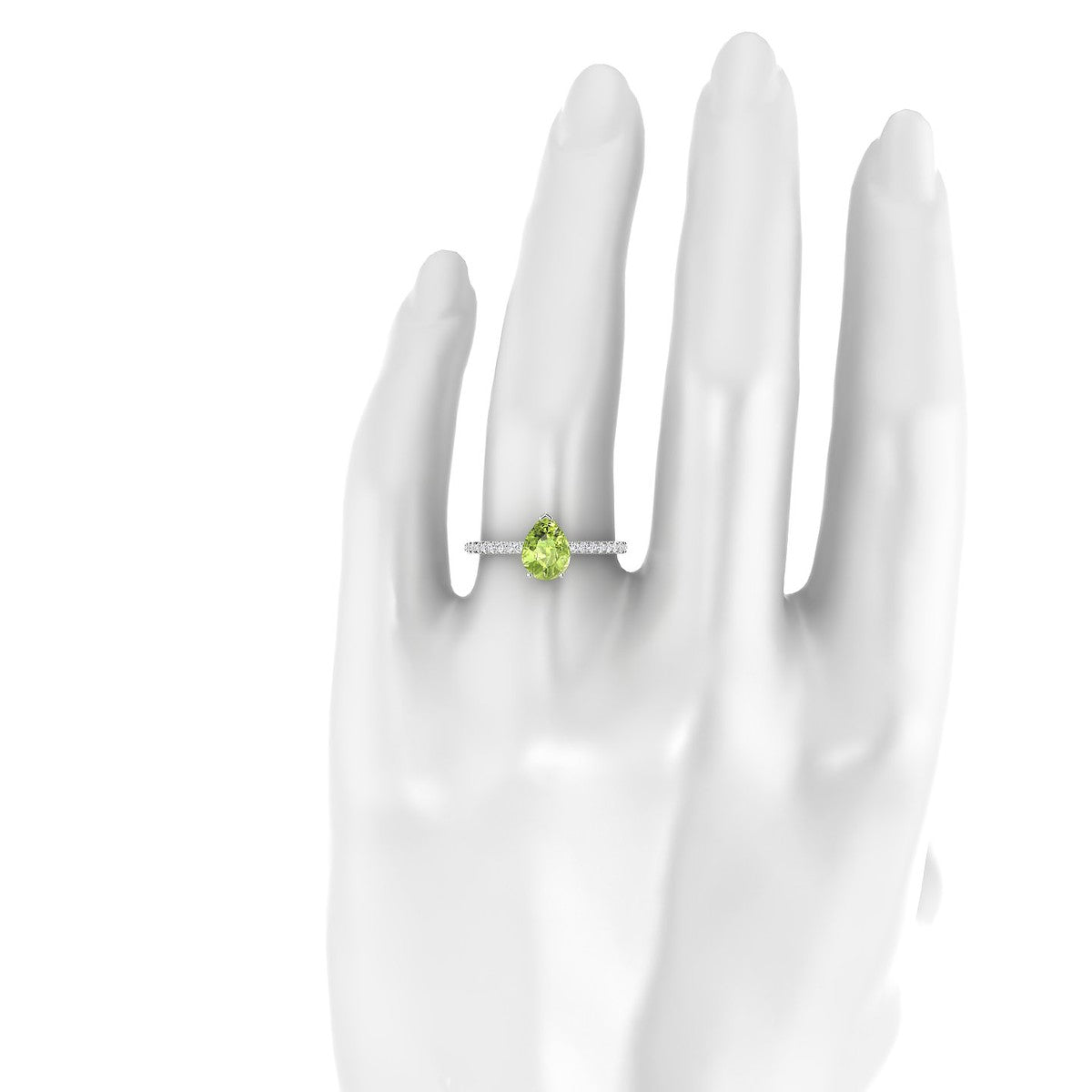 Timeless | 18k White Gold 8 x 6 mm Pear Peridot Ring