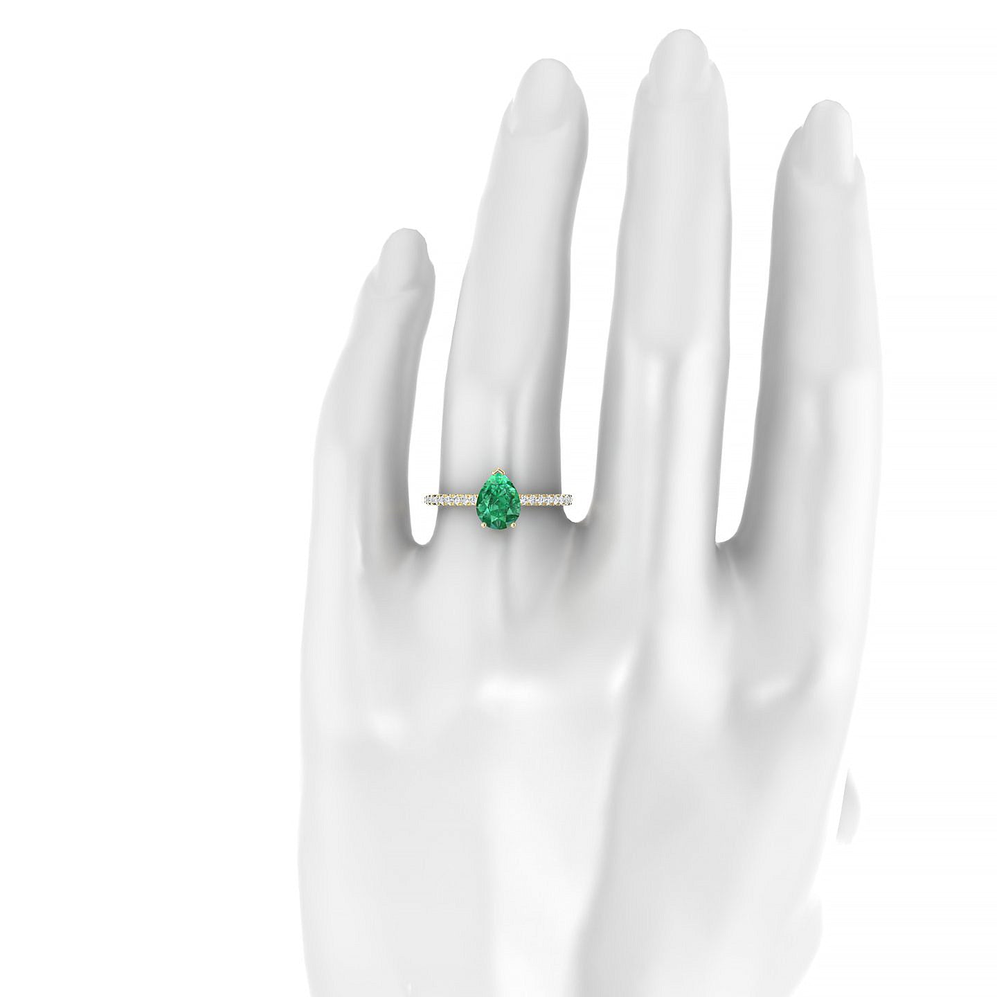 Timeless | 18k Yellow Gold 8 x 6 mm Pear Emerald Ring