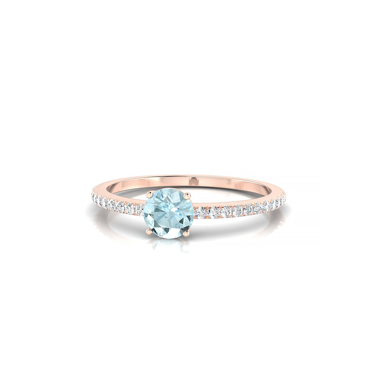 Timeless | 18k Rose Gold 4.5 mm Round Aquamarine Ring