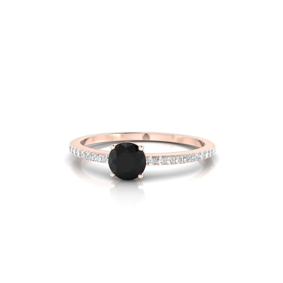 Timeless | 18k Rose Gold 4.5 mm Round Black Diamond Ring