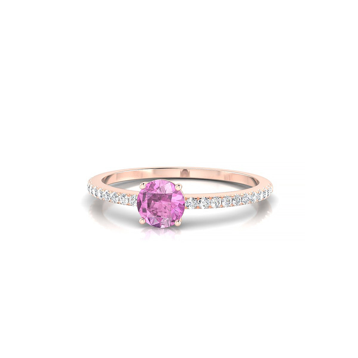 Timeless | 18k Rose Gold 4.5 mm Round Pink Sapphire Ring