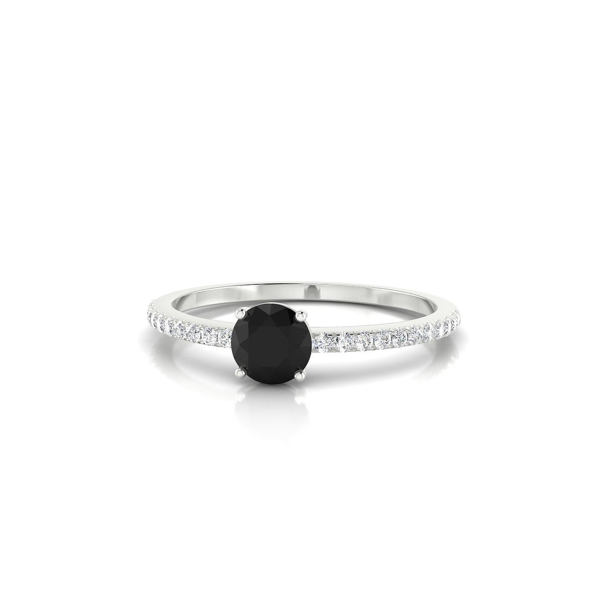 Timeless | 18k White Gold 4.5 mm Round Black Diamond Ring