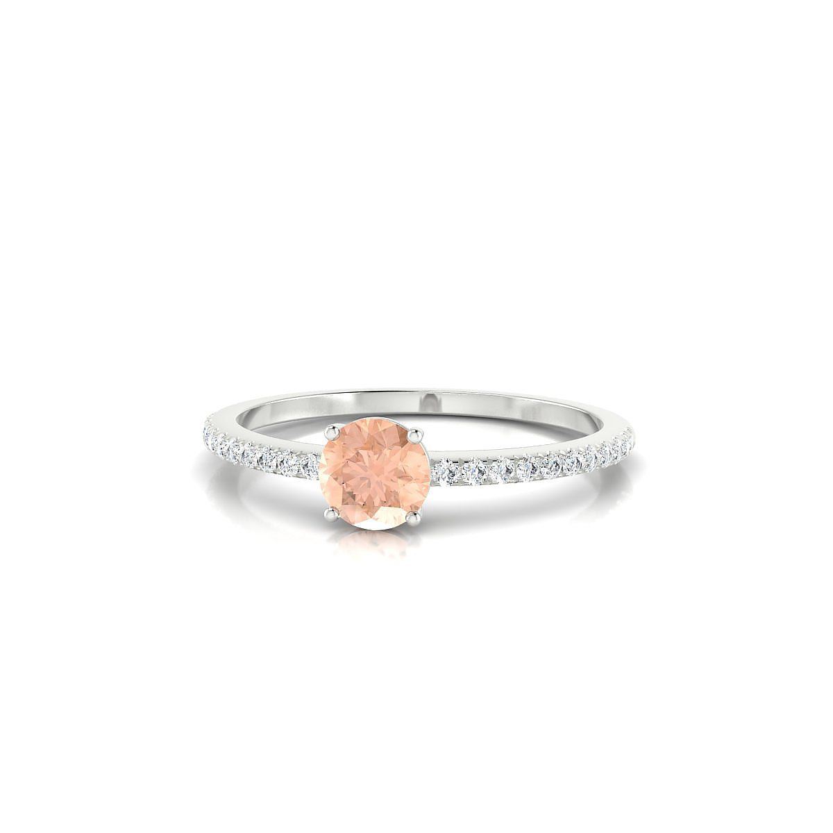 Timeless | 18k White Gold 4.5 mm Round Morganite Ring