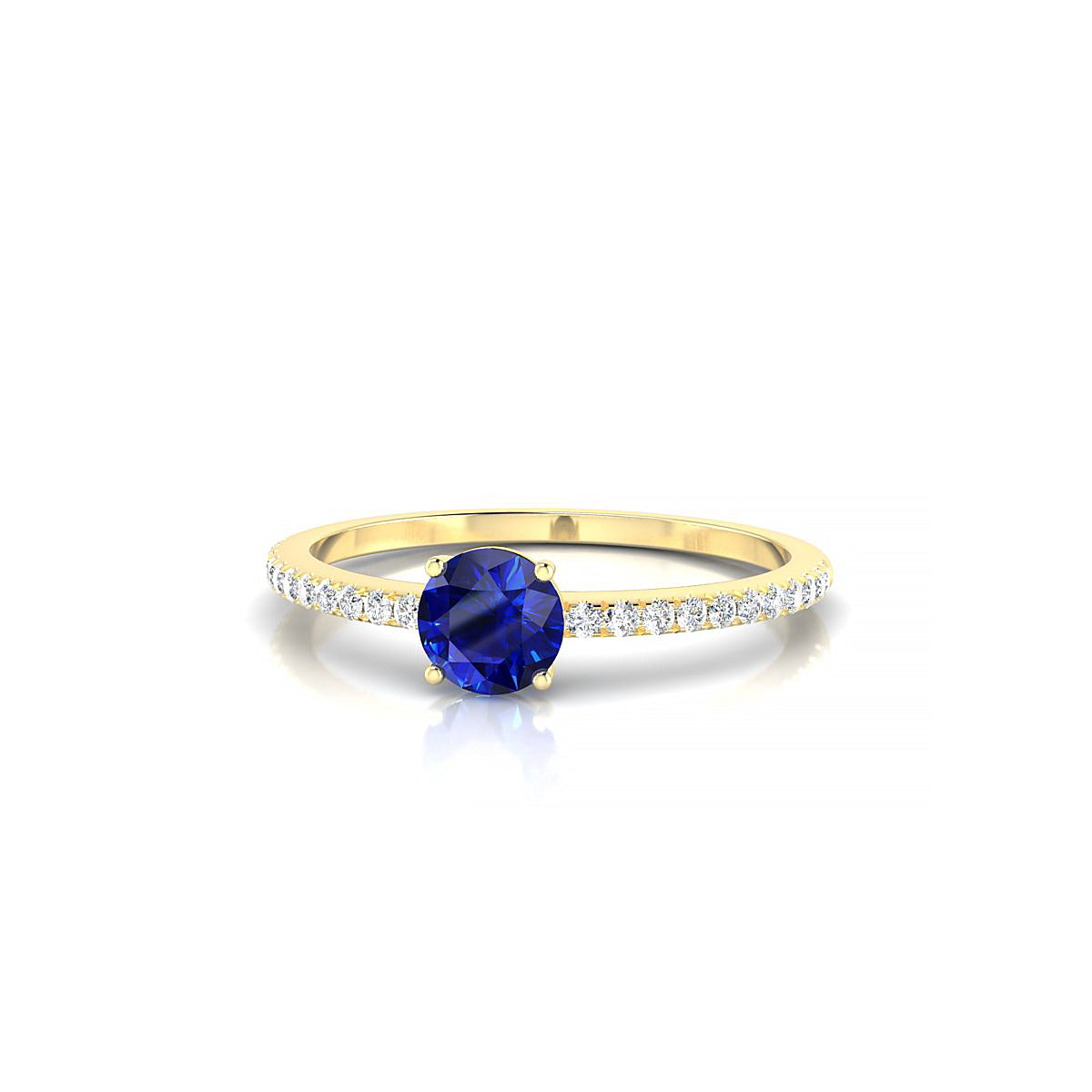 Timeless | 18k Yellow Gold 4.5 mm Round Sapphire Ring