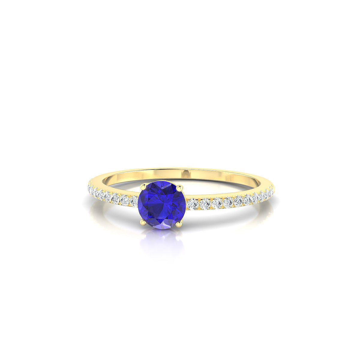 Timeless | 18k Yellow Gold 4.5 mm Round Tanzanite Ring
