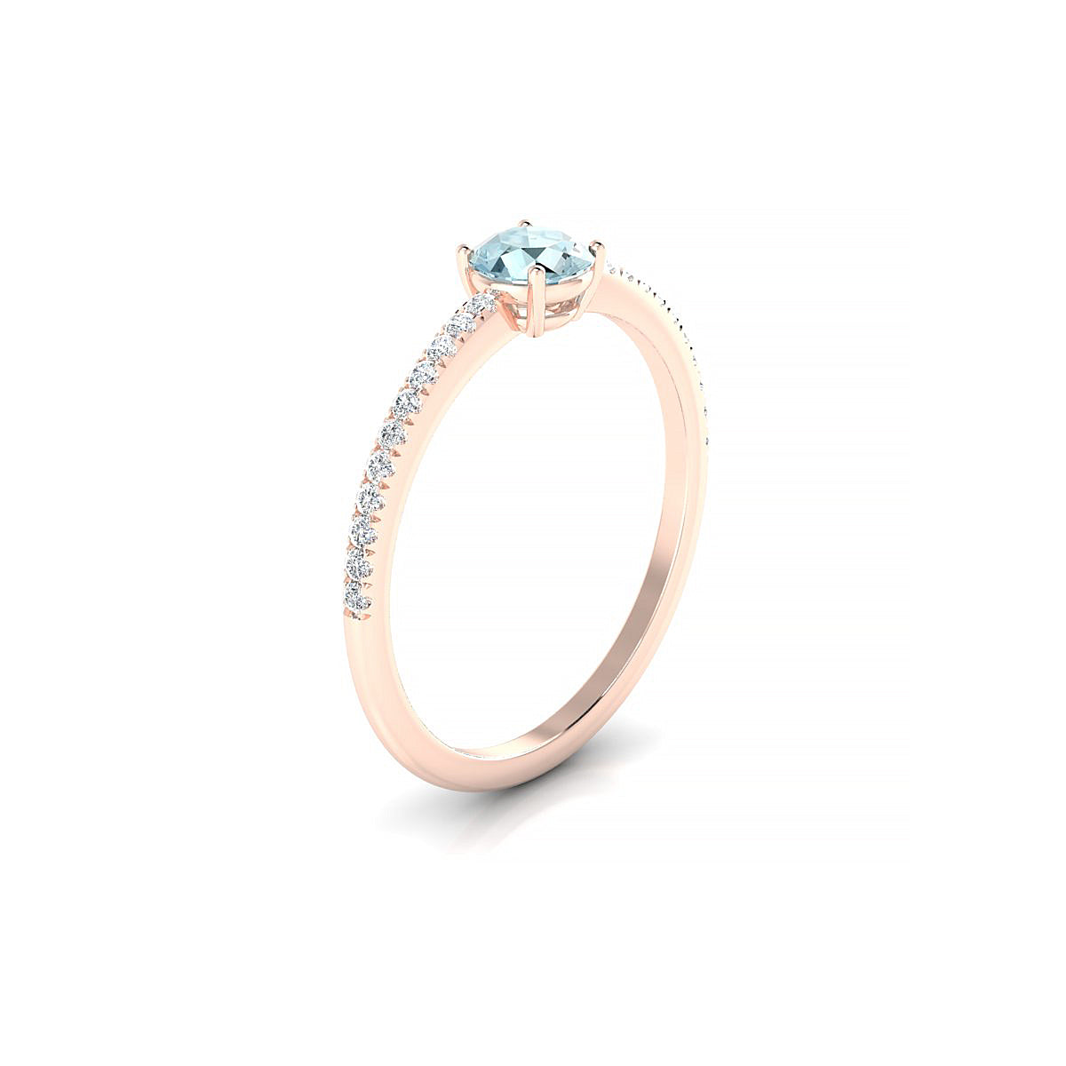 Timeless | 18k Rose Gold 4.5 mm Round Aquamarine Ring