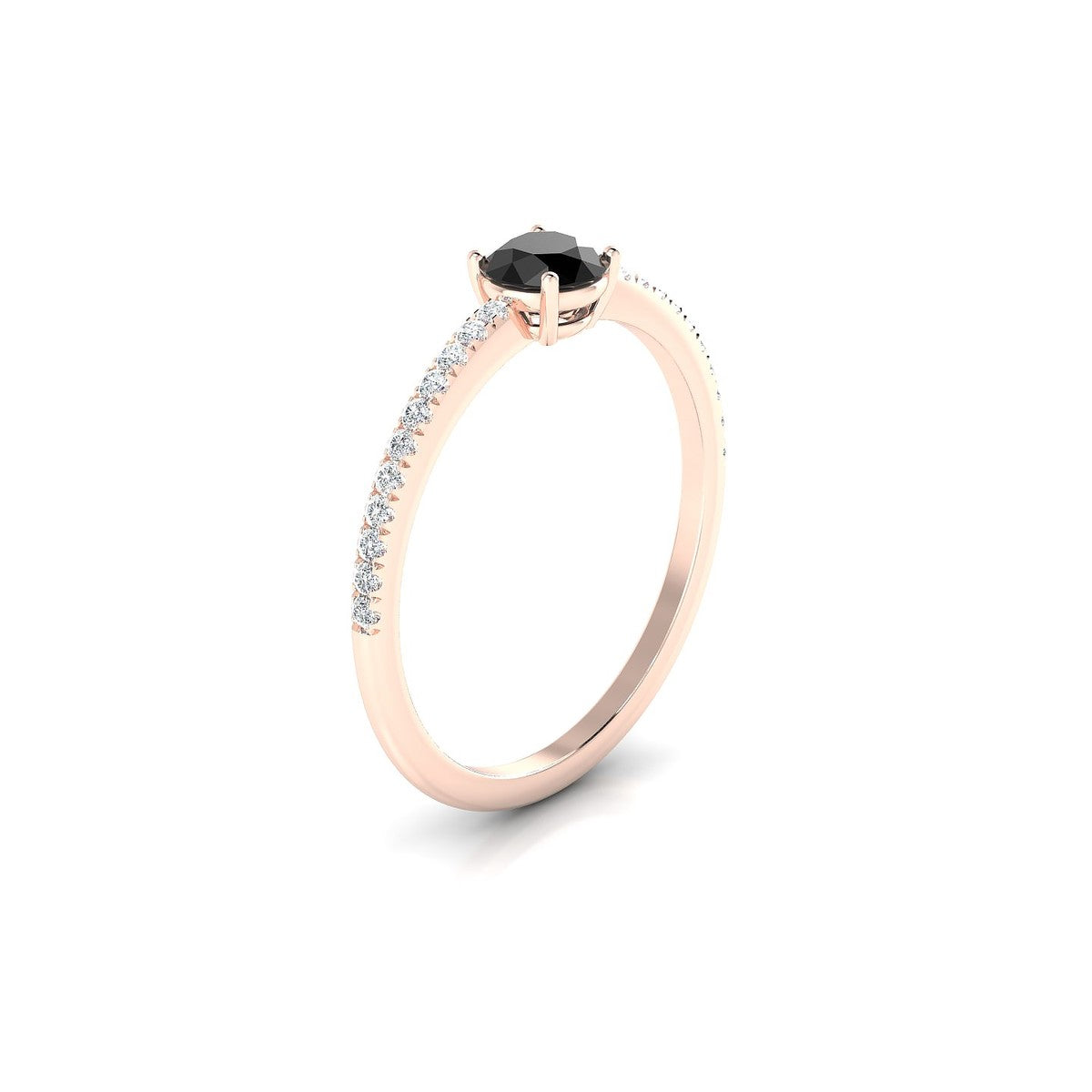 Timeless | 18k Rose Gold 4.5 mm Round Black Diamond Ring