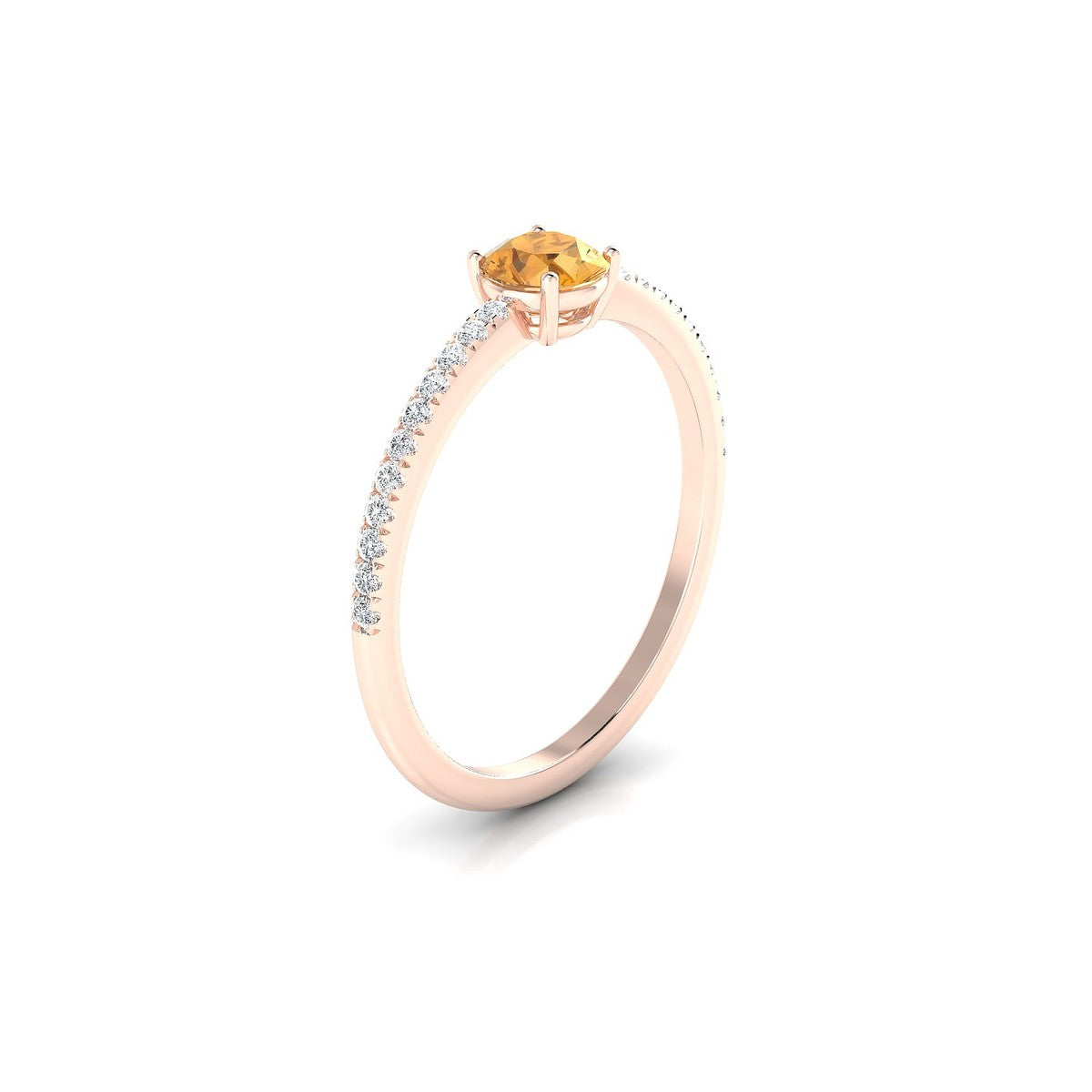 Timeless | 18k Rose Gold 4.5 mm Round Citrine Ring