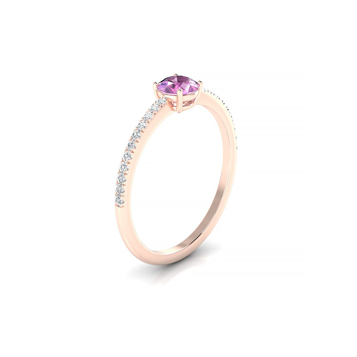 Timeless | 18k Rose Gold 4.5 mm Round Pink Sapphire Ring