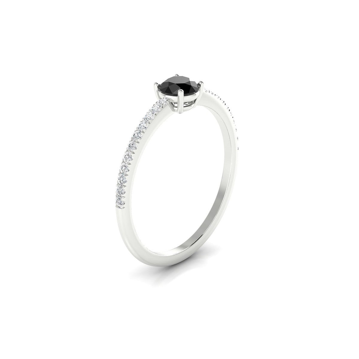 Timeless | 18k White Gold 4.5 mm Round Black Diamond Ring