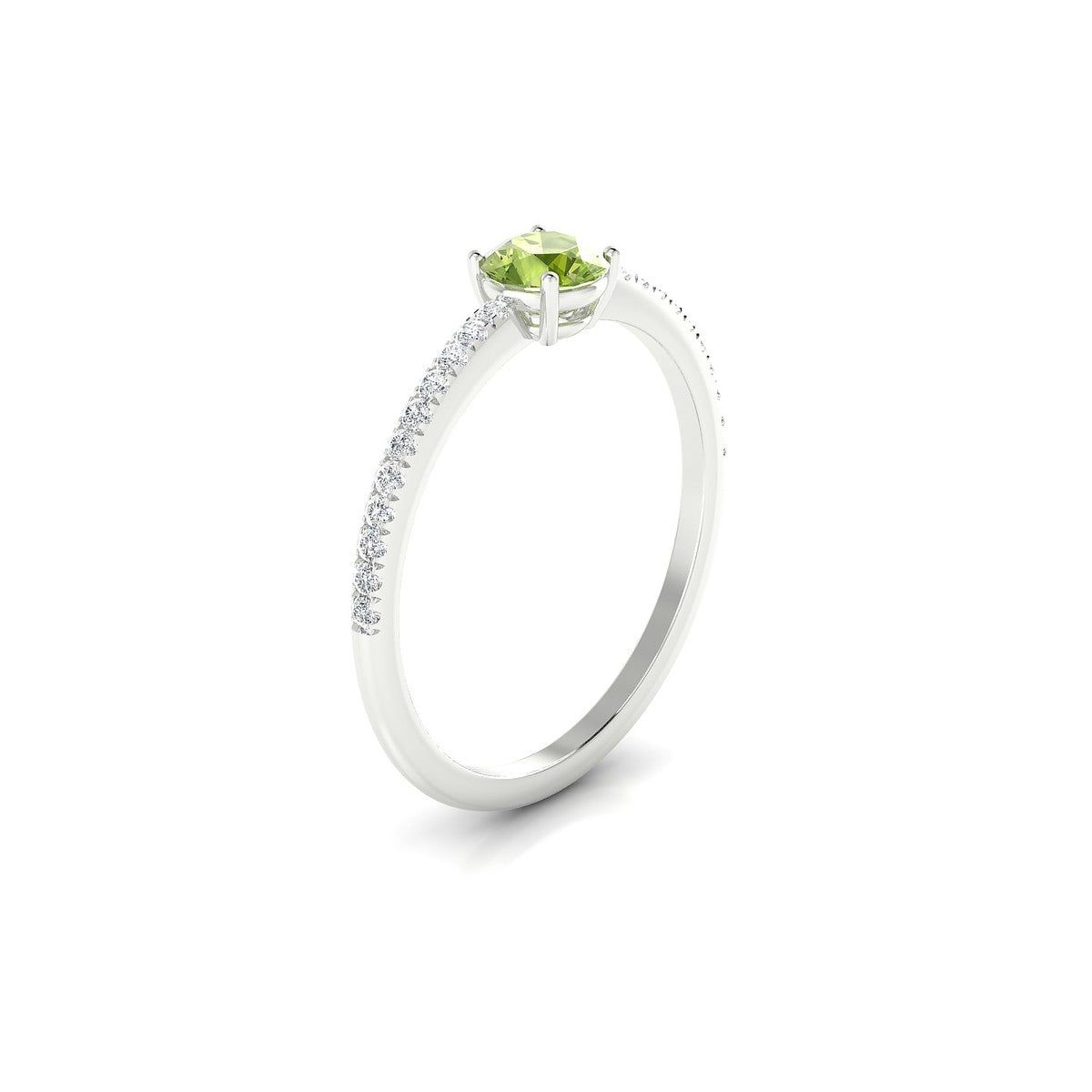 Timeless | 18k White Gold 4.5 mm Round Peridot Ring