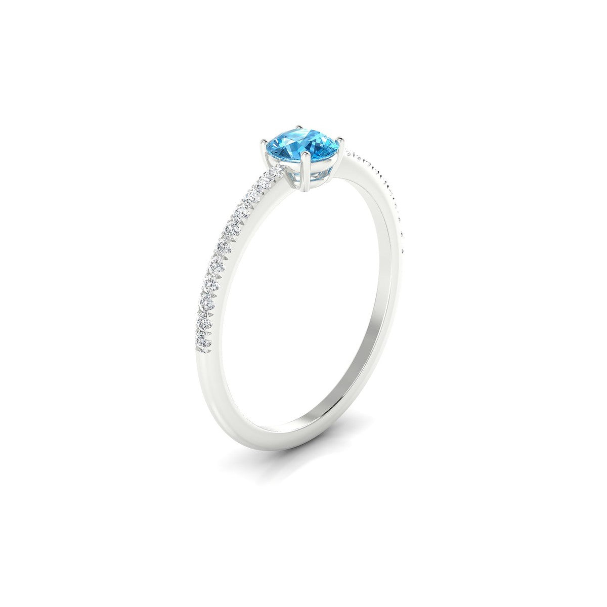 Timeless | 18k White Gold 4.5 mm Round Topaz Ring