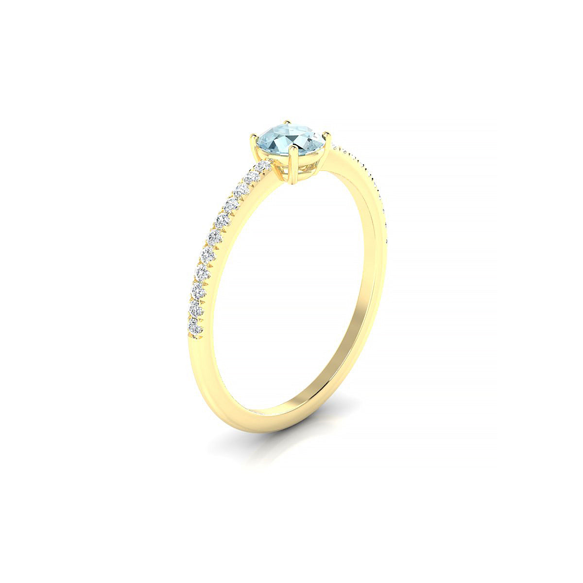 Timeless | 18k Yellow Gold 4.5 mm Round Aquamarine Ring