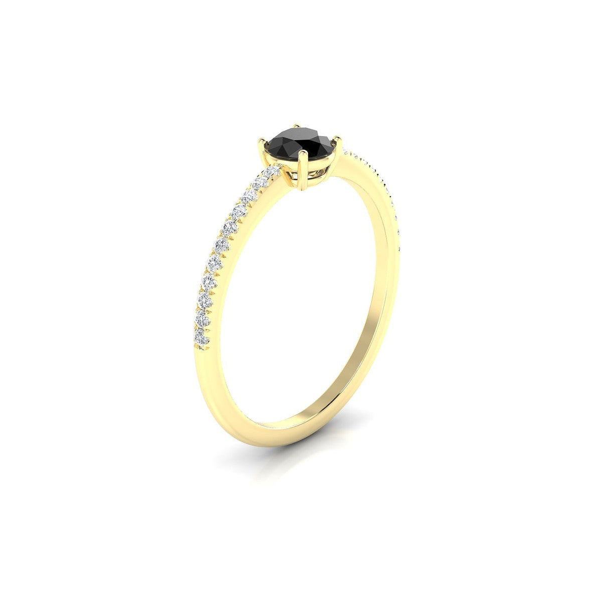 Timeless | 18k Yellow Gold 4.5 mm Round Black Diamond Ring