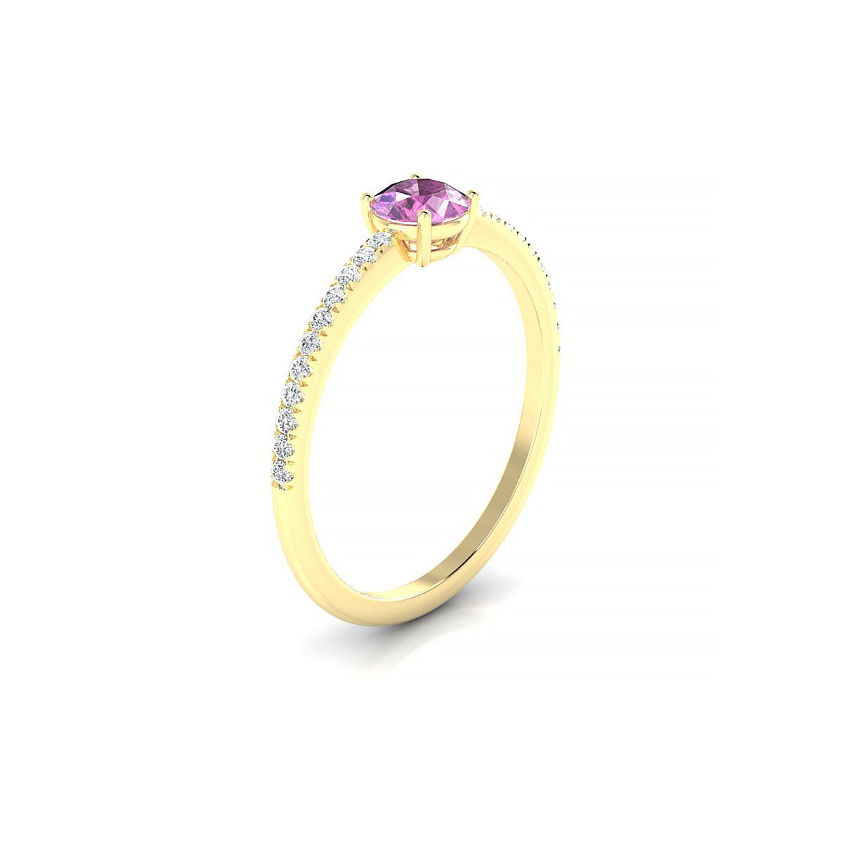 Timeless | 18k Yellow Gold 4.5 mm Round Pink Sapphire Ring