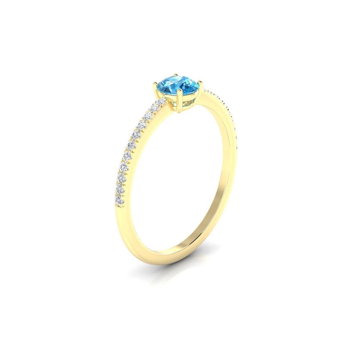 Timeless | 18k Yellow Gold 4.5 mm Round Topaz Ring