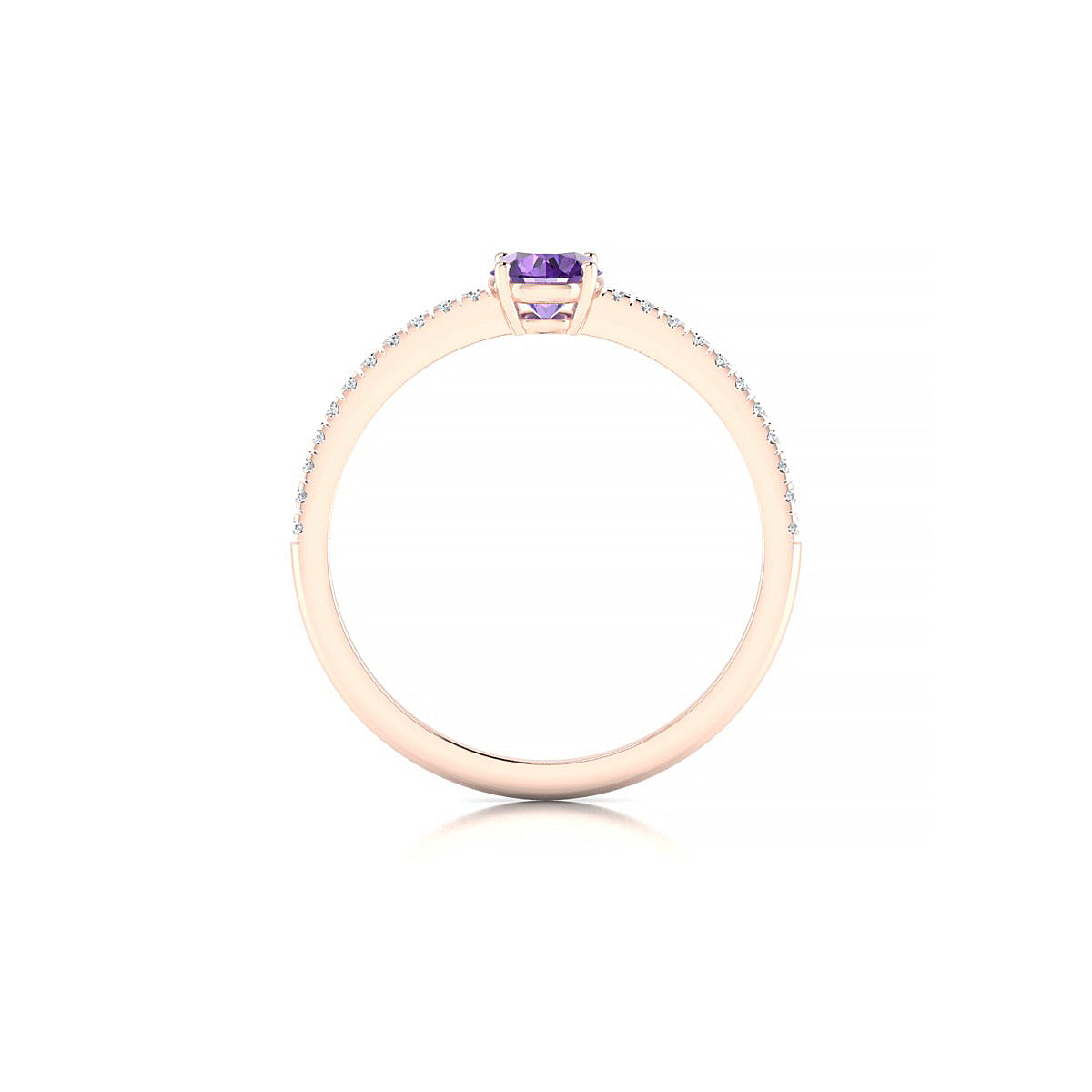Timeless | 18k Rose Gold 4.5 mm Round Amethyst Ring