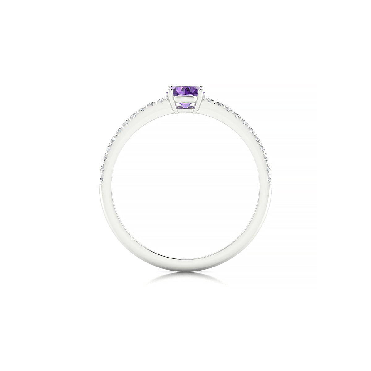 Timeless | 18k White Gold 4.5 mm Round Amethyst Ring