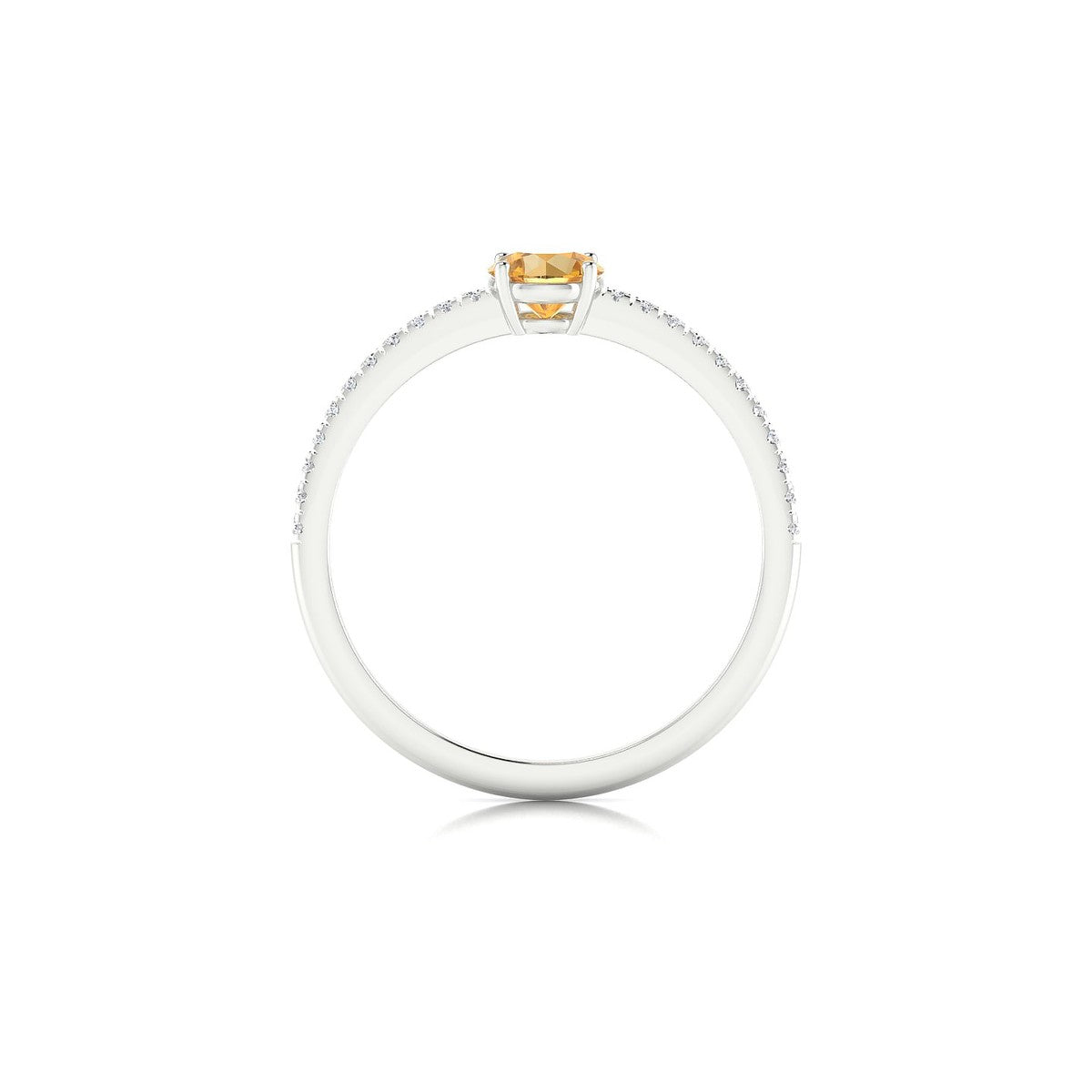 Timeless | 18k White Gold 4.5 mm Round Citrine Ring