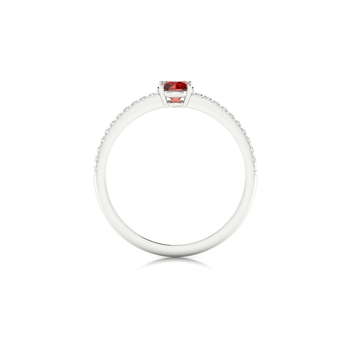 Timeless | 18k White Gold 4.5 mm Round Garnet Ring